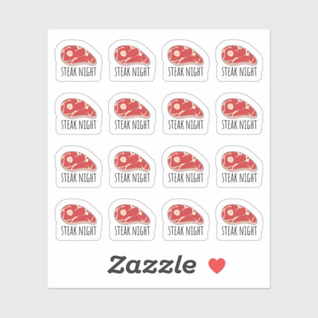 Sticker Steak Night Repas Dîner Cuisine Menu Bujo Planner (Feuille)