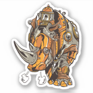 Sticker Steampunk Armor RHINO Mécanique Geek Chic