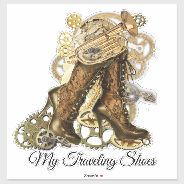 Sticker Steampunk Chaussures de voyage (Feuille)
