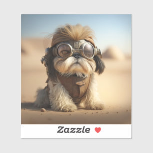 Sticker Steampunk Shih Tzu Aux Lunettes