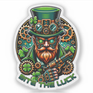 Sticker Steampunk St. Patrick's Day Leprechaun