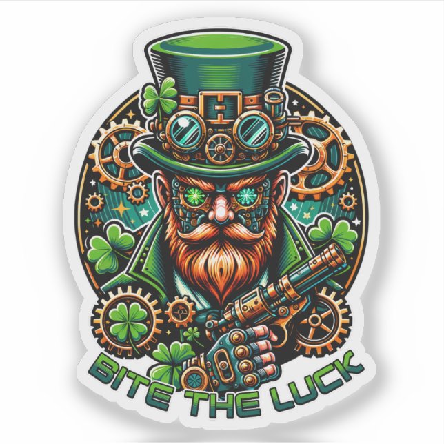 Sticker Steampunk St. Patrick's Day Leprechaun (Devant)