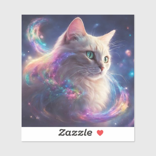 Sticker Stellar Kitty - art de chat cosmique (Feuille)