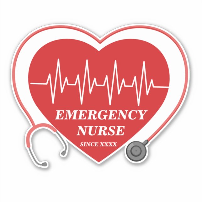 Sticker Stéthoscope EKG Cœur d'Amour d'Infirmière Personna (Devant)