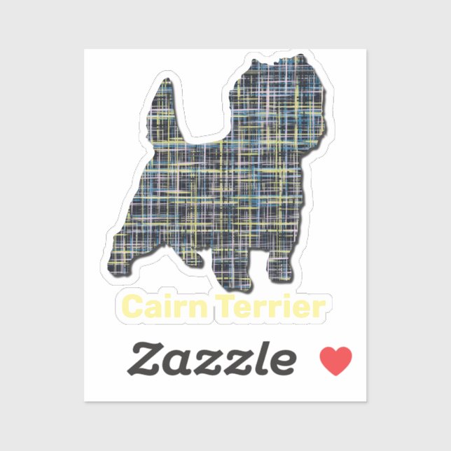 Sticker Stick de la grille jaune et noire de Cairn Terrier (Feuille)