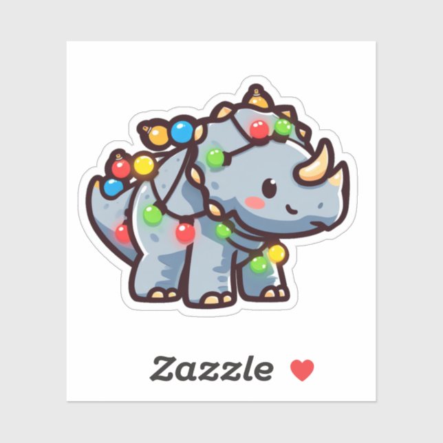Sticker Stick de Noël Tricératops (Feuille)