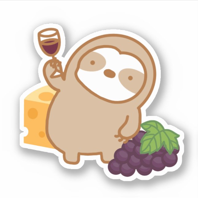 Sticker Stick Vinyl Vin Cute et Fromage (Devant)