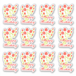 Sticker Sticky Floral Orange Rouge
