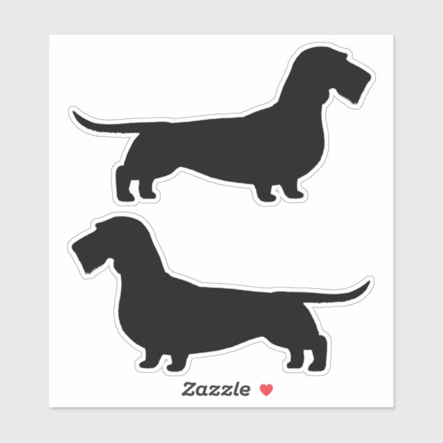 Sticker Sticleur à poils durs de silhouettes de chien Dach (Feuille)