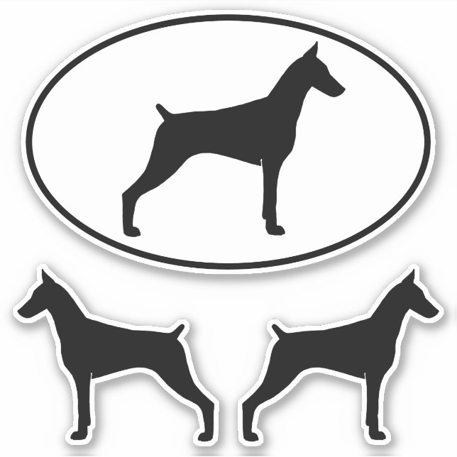 Sticker Sticleur de silhouettes de chien Doberman Pinscher (Devant)