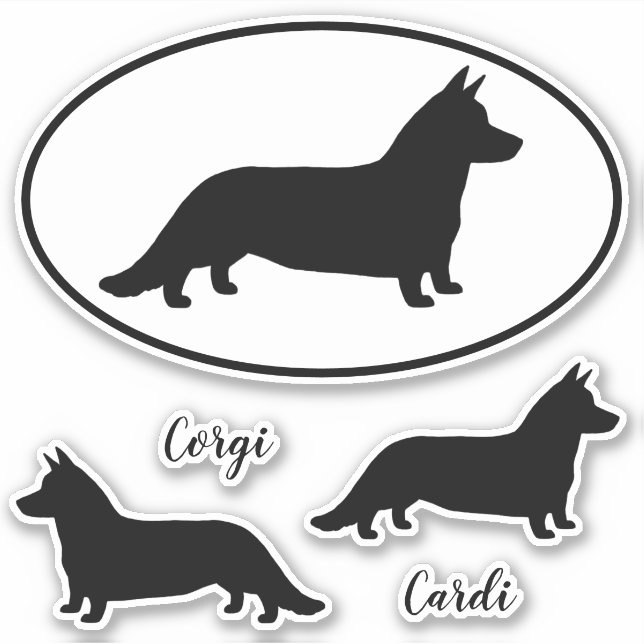 Sticker Sticleur en vinyle Cardigan Welsh Corgi Silhouette (Devant)