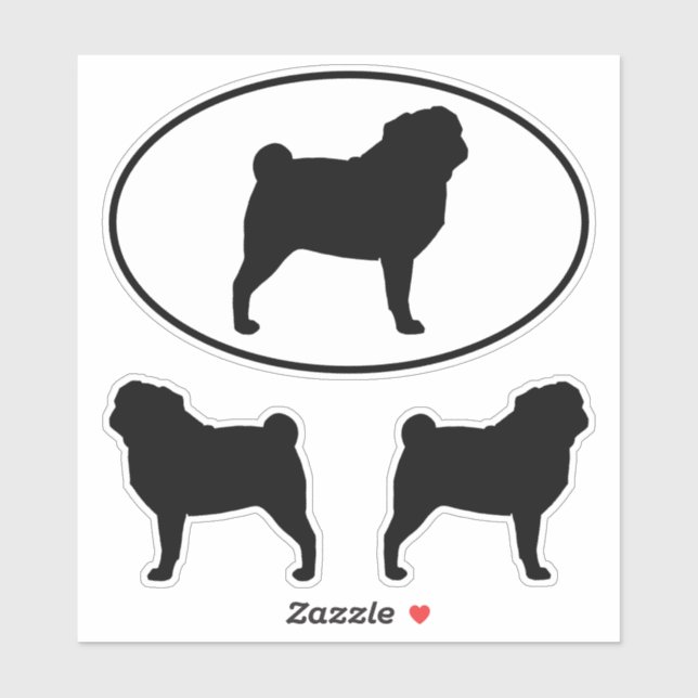 Sticker Sticleur en vinyle de chien Carlin noir (Feuille)