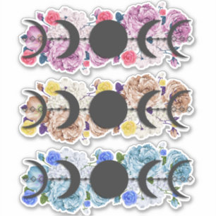 Sticker Sticleur floral de phase de lune