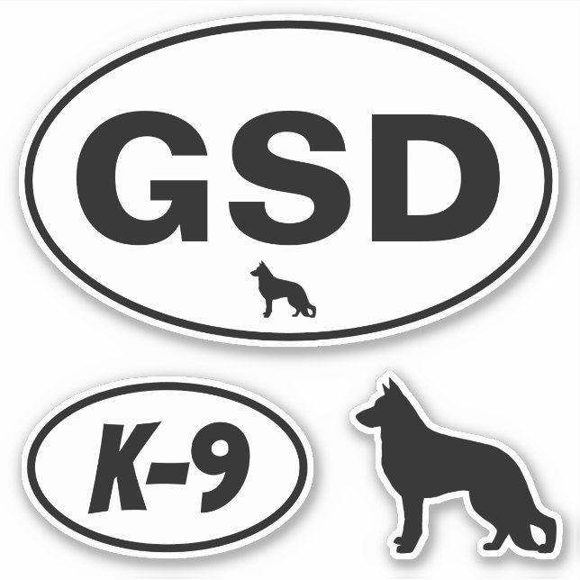 Sticker Sticleur ovale K-9 du berger allemand GSD (Devant)