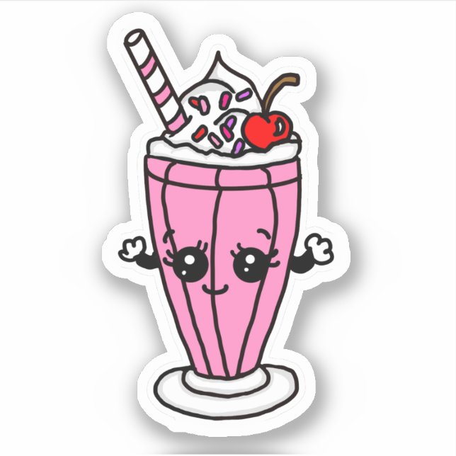 Sticker Sticule de dessin à la fraise Milkshake (Devant)