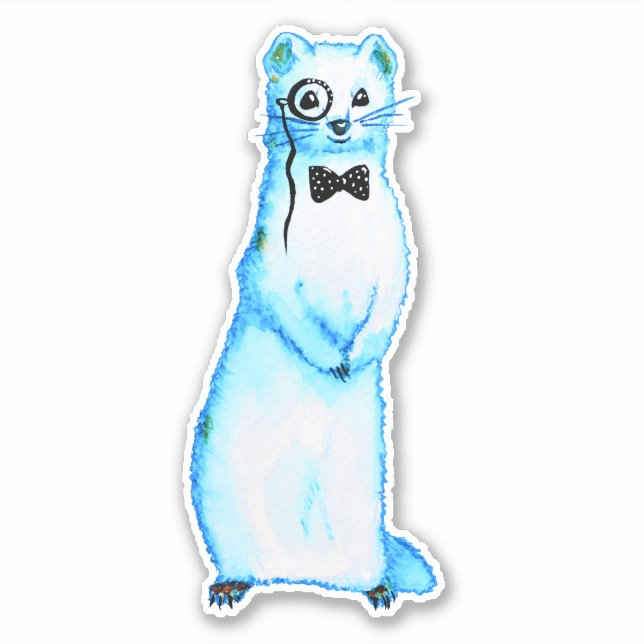 Sticker Stoat blanc Ermine Cute Mustelid Ferret Art (Devant)