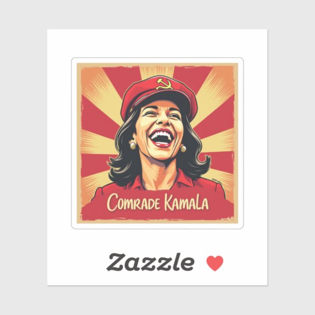 Sticker Stop Kamunism Harris Walz 2024 Camarade Kamala (Feuille)