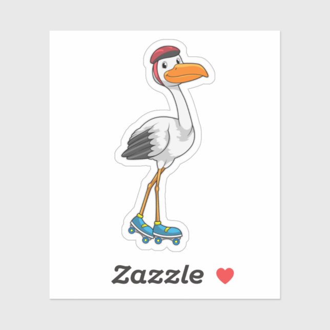 Sticker Stork en Patinage en ligne avec Roller skates (Feuille)