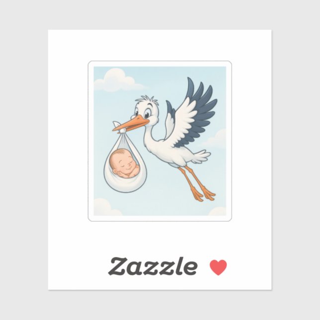 Sticker Stork Nouveau-né bébé (Feuille)
