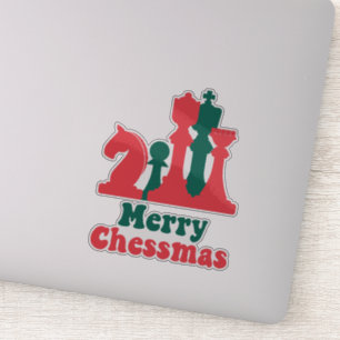 Sticker Stratégie de Noël échecs pièces jeu de société fêt