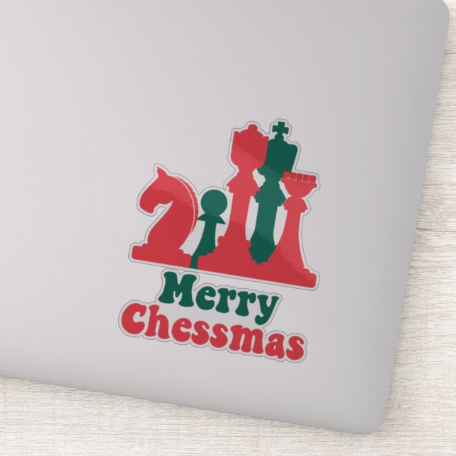 Sticker Stratégie de Noël échecs pièces jeu de société fêt (Détail)
