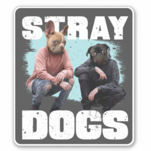 STICKER STRAY CHIENS AMUSENT LES GENS AVEC DES TÊTES DE CH