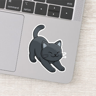 Sticker Stretching Black Cat