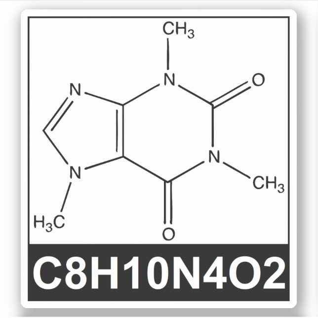 Sticker Structure de la molécule de caféine - C8H10N4O2 (Devant)