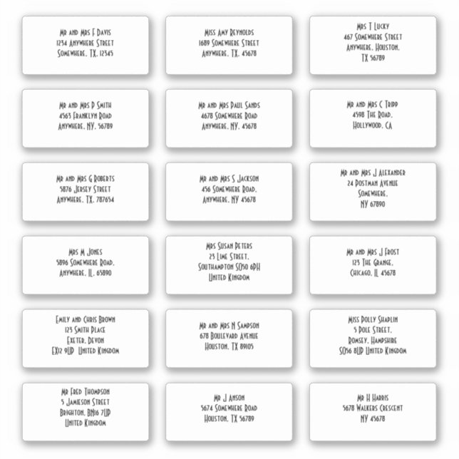 Sticker Style Art Déco 18 Nom individuel invité Adresses (Devant)