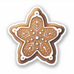 Sticker Style Cartographie Cookie de Noël avec flocon de n