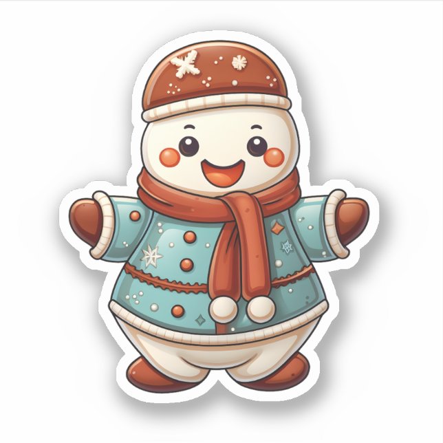 Sticker Style de dessin adorable Noël Cookie mignon neige (Devant)
