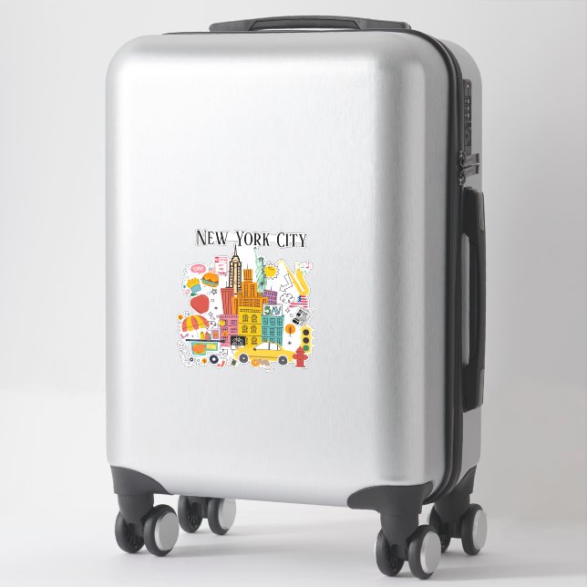 Sticker Style de dessin animé de New York (Sur valise)