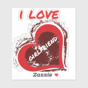 Sticker Style Grunge J'aime Ma Copine Dessin de Coeur