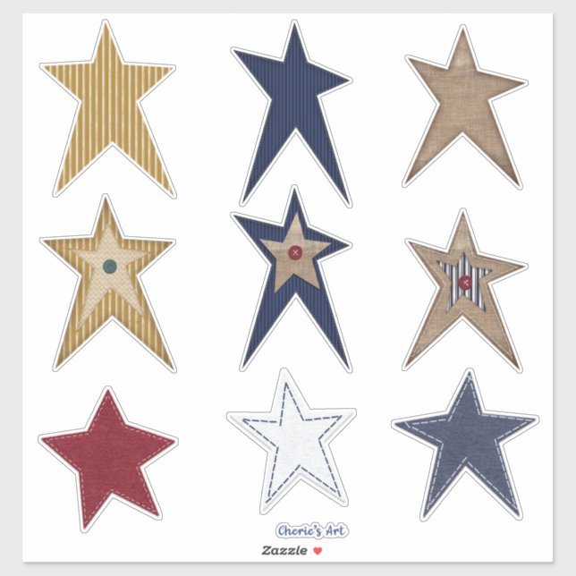 Sticker Style Prim Étoiles Tissu look si mignon (Feuille)