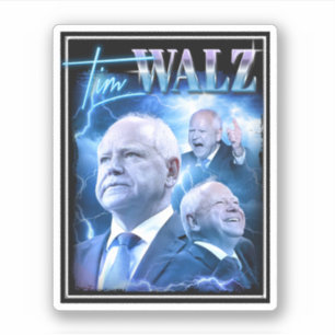 Sticker Style Tim Walz Retro 90s
