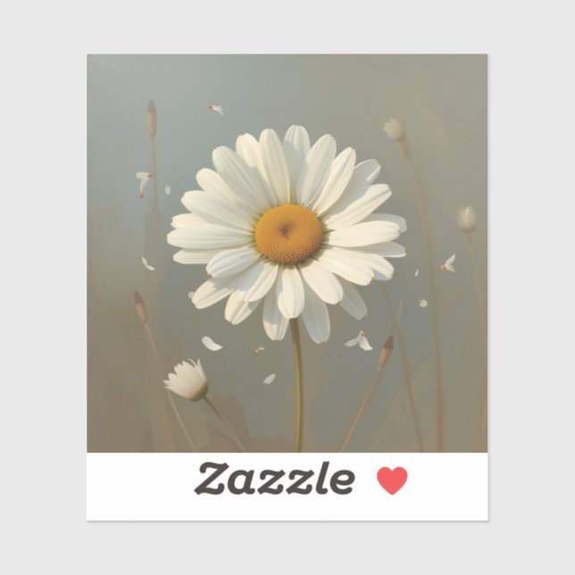 Sticker stylised blooming daisy paintings, (Feuille)