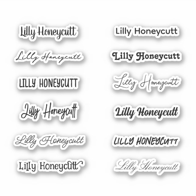 Sticker Stylish Girly Trendy Full Name Set de 12 polices (Devant)