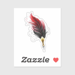 Sticker Stylo rouge en plumes avec nib or