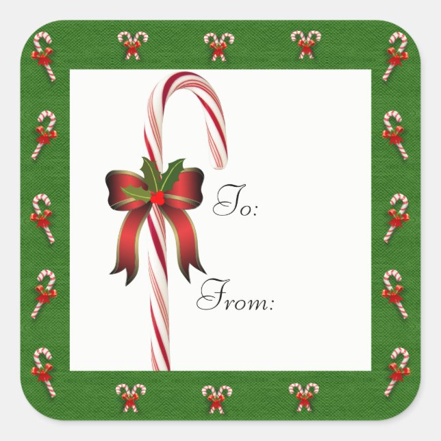 Sticker Sucre de canne de Noël - De/vers (Devant)