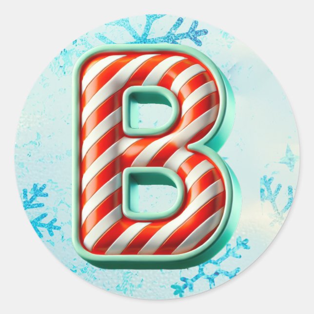 Sticker sucre de canne Noël "B", Stripes Festives (Devant)