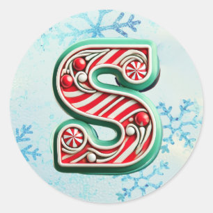 Sticker sucre de canne Xmas "S", Stripes Festives