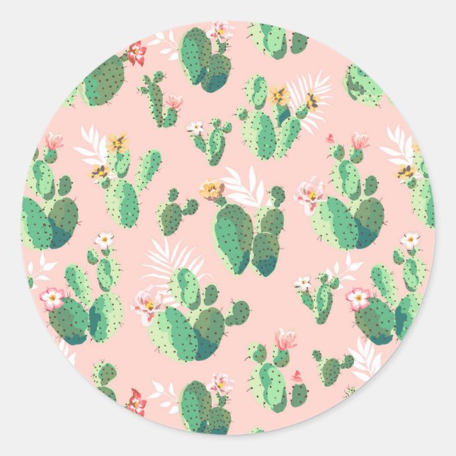 Sticker sud-ouest de Cactus rose et Turquoise (Devant)