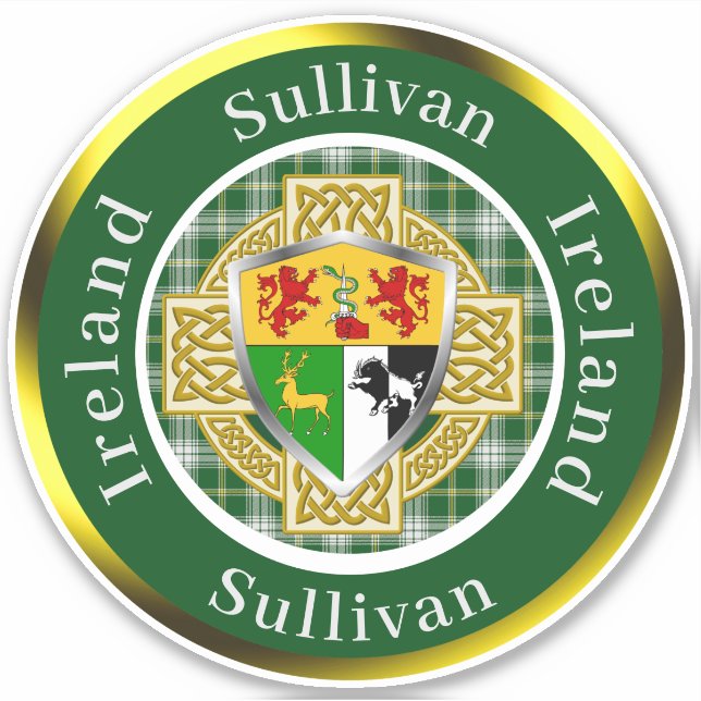 Sticker Sullivan Irish Shield/Celtic Cross Personalized (Devant)