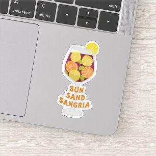 Sticker Sun Sand Sangria, Vin espagnol, Plage d'été
