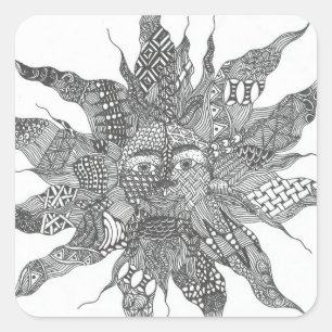 Sticker Sun Zentangle