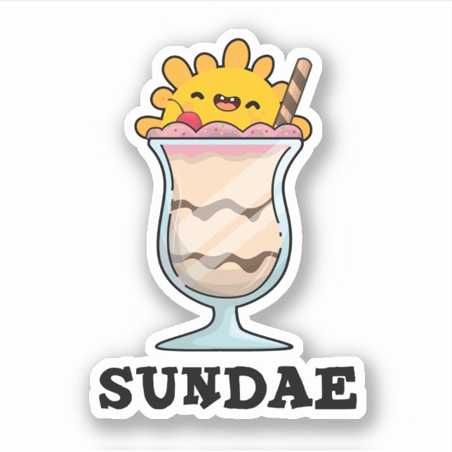 Sticker Sundae Funny Sunday Glace Cream Pun (Devant)