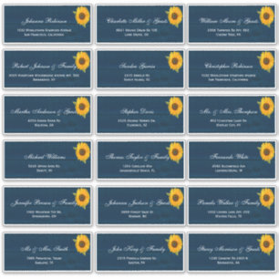 Sticker Sunflowers Navy Blue Rustic Mariage Nom d'invité S