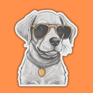 Sticker Sunglass Portant un chien imperméable