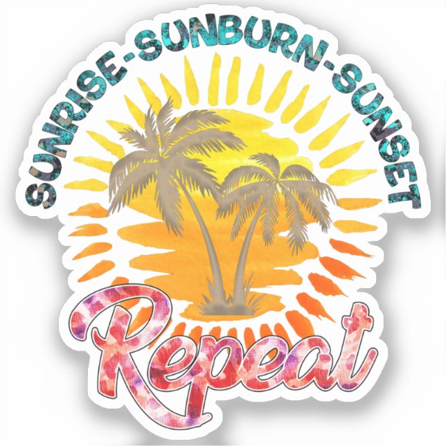 Sticker Sunrise-Sunburn-Sunset-Repeat | Palmiers d'or (Recto)