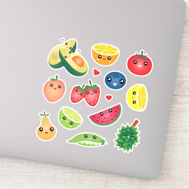 Sticker Super Cute Kawaii Cartoon Fruits Et Végétal Légume (Détail)